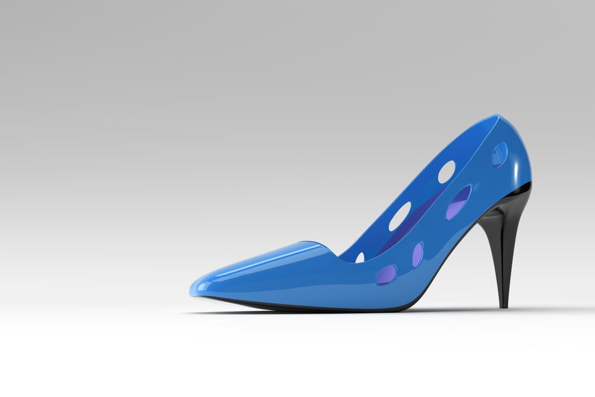 Sapatos femininos: A imagem mostra um sapato diferente e na cor azul 