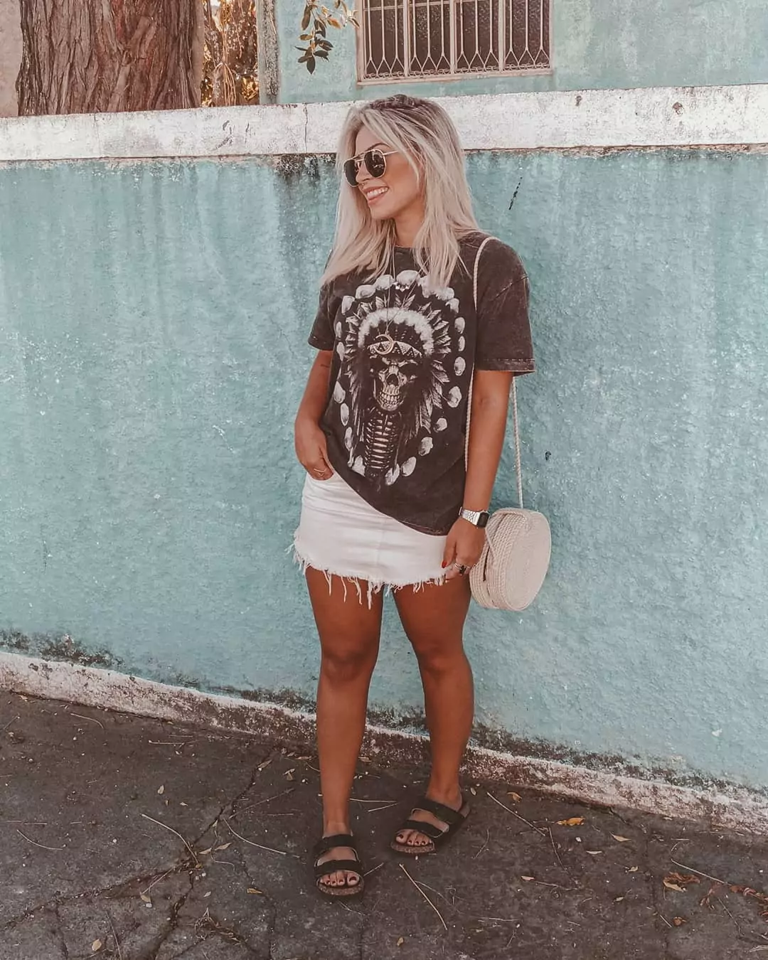 Look com sandália birken
